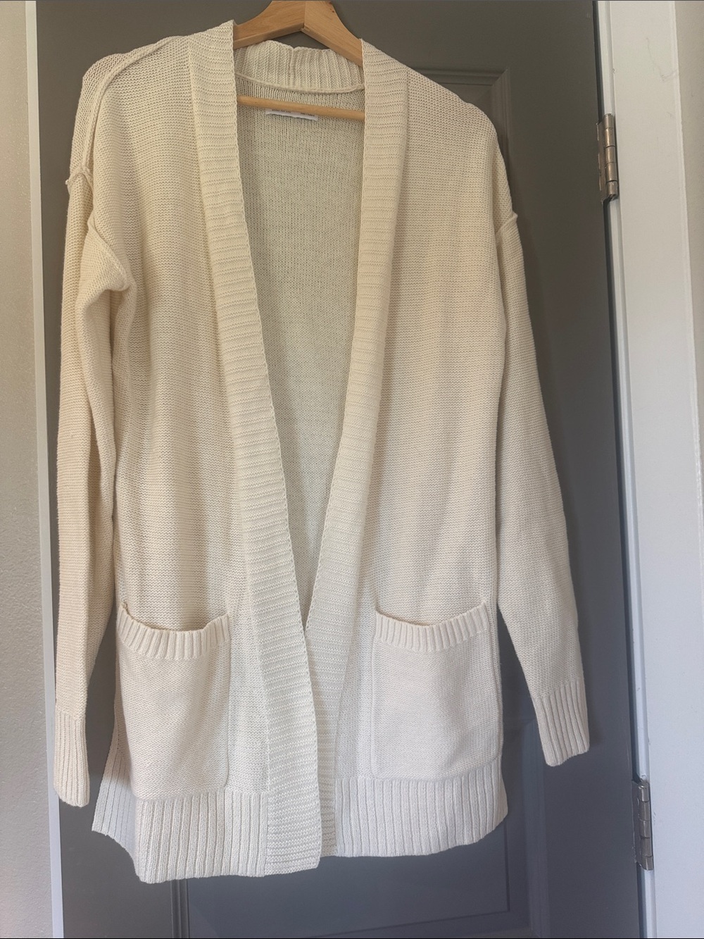 Sonoma Cream Open-Front Pocket Cardigan